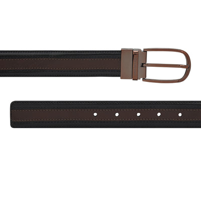 Casual Saffiano Plain Leather Mens Belt - Brown & Black
