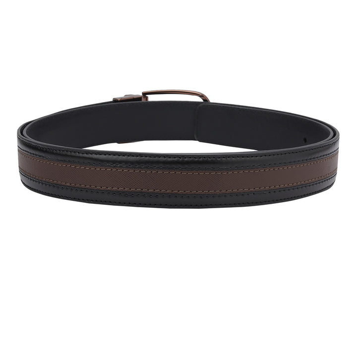 Casual Saffiano Plain Leather Mens Belt - Brown & Black