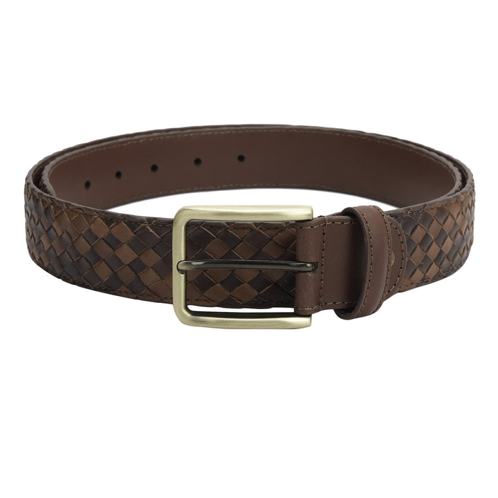 Casual Mat Leather Mens Belt - Brown & Taupe