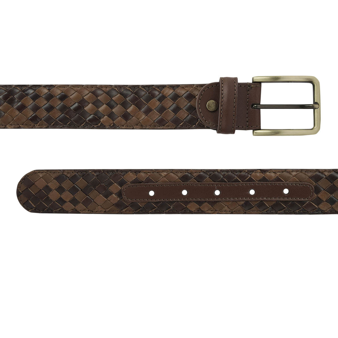 Casual Mat Leather Mens Belt - Brown & Taupe