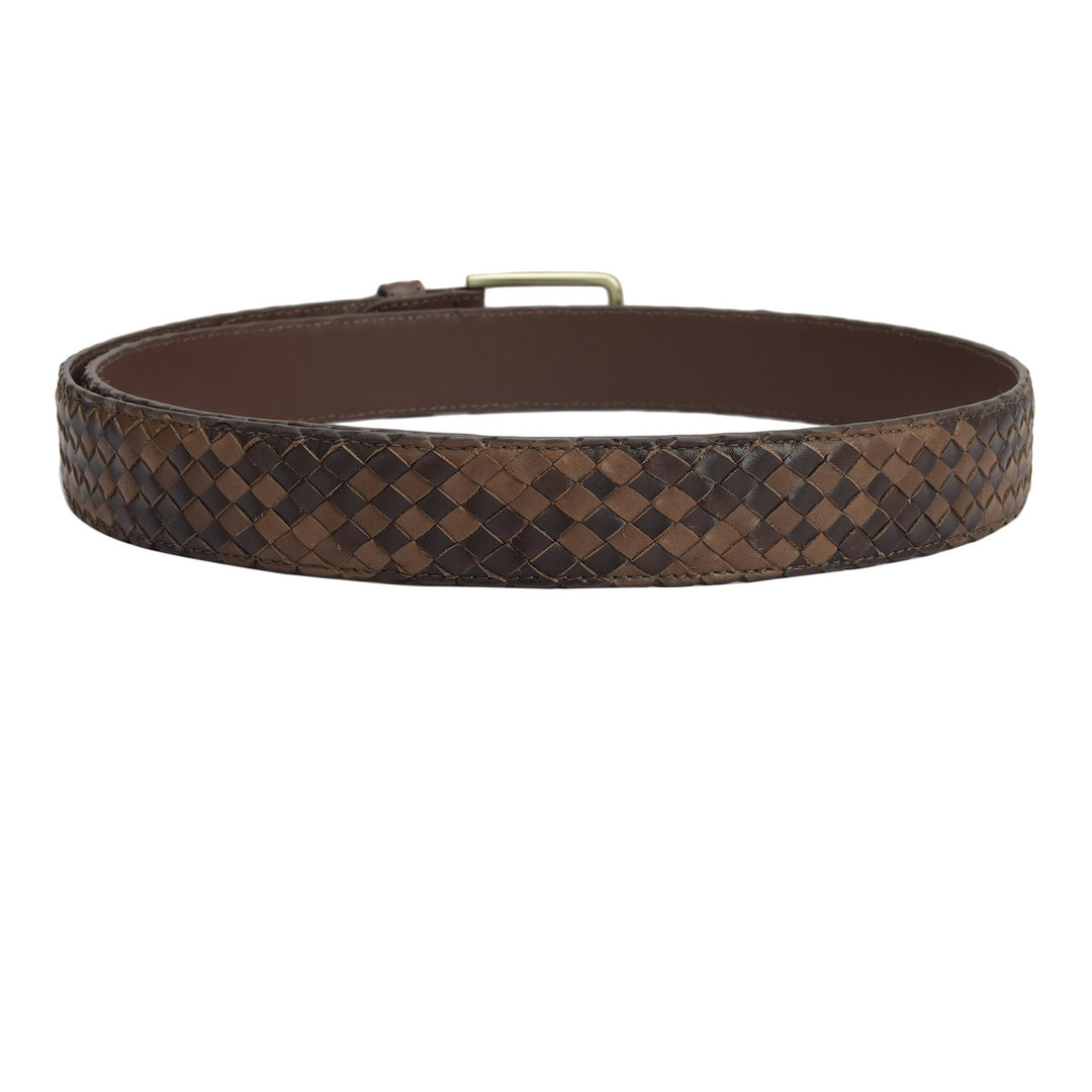 Casual Mat Leather Mens Belt - Brown & Taupe