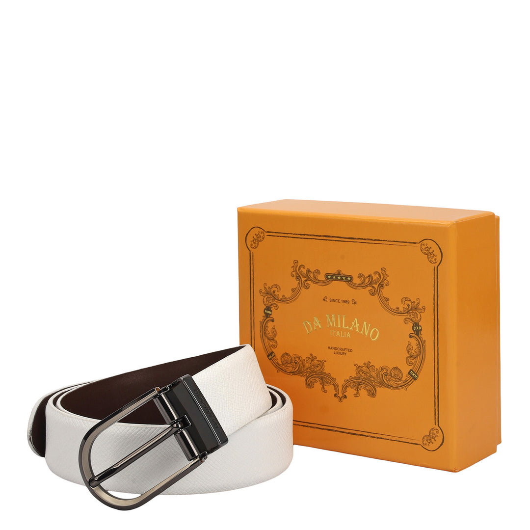 Casual Franzy Leather Mens Belt - White