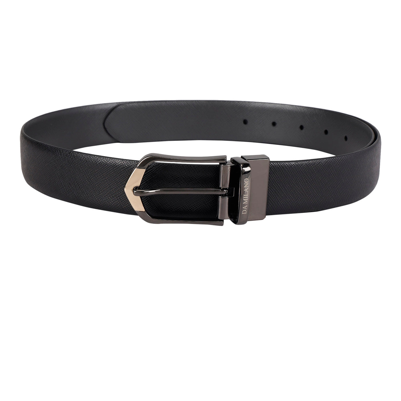 Formal Saffiano Leather Reversible Mens Belt - Black & Grey