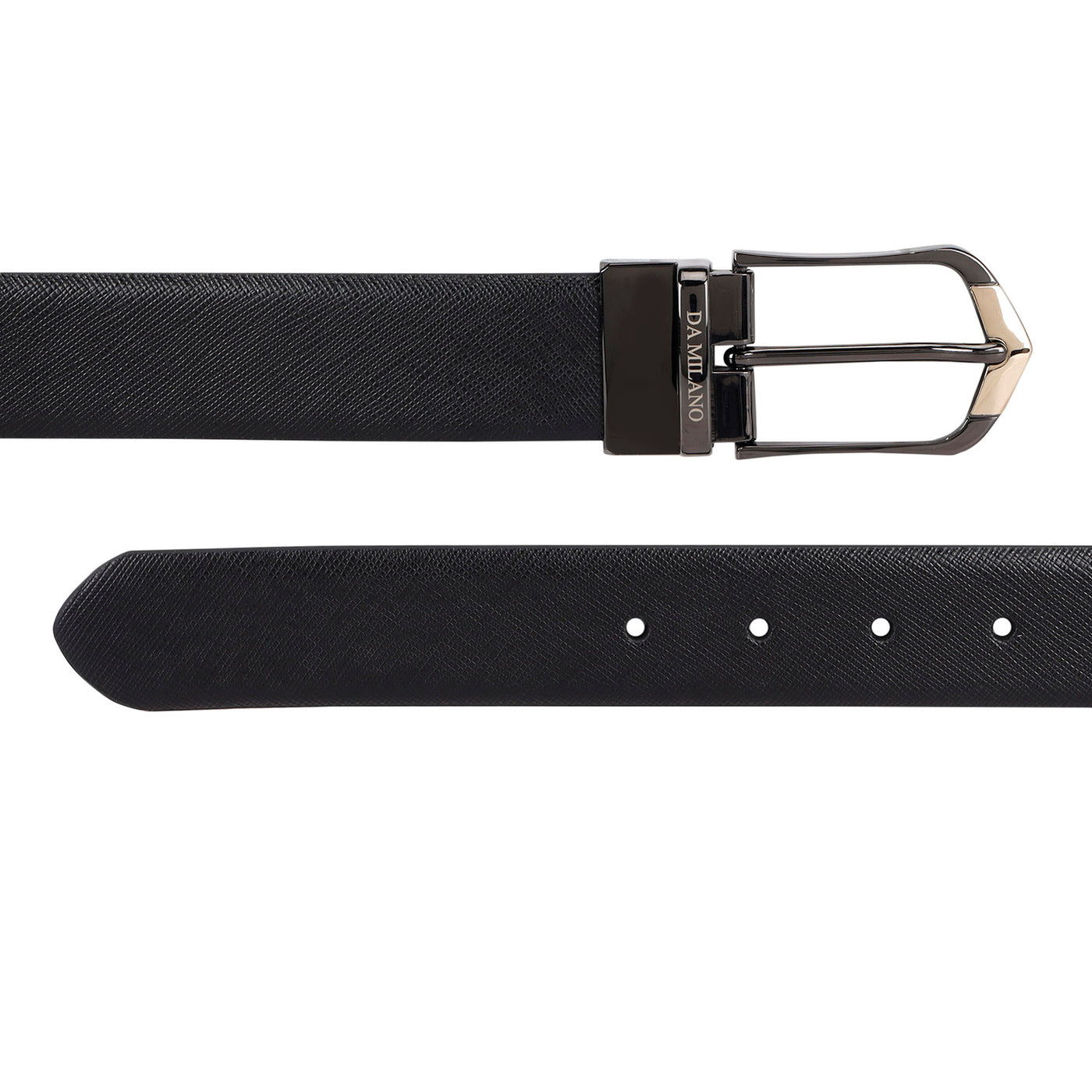 Formal Saffiano Leather Reversible Mens Belt - Black & Grey