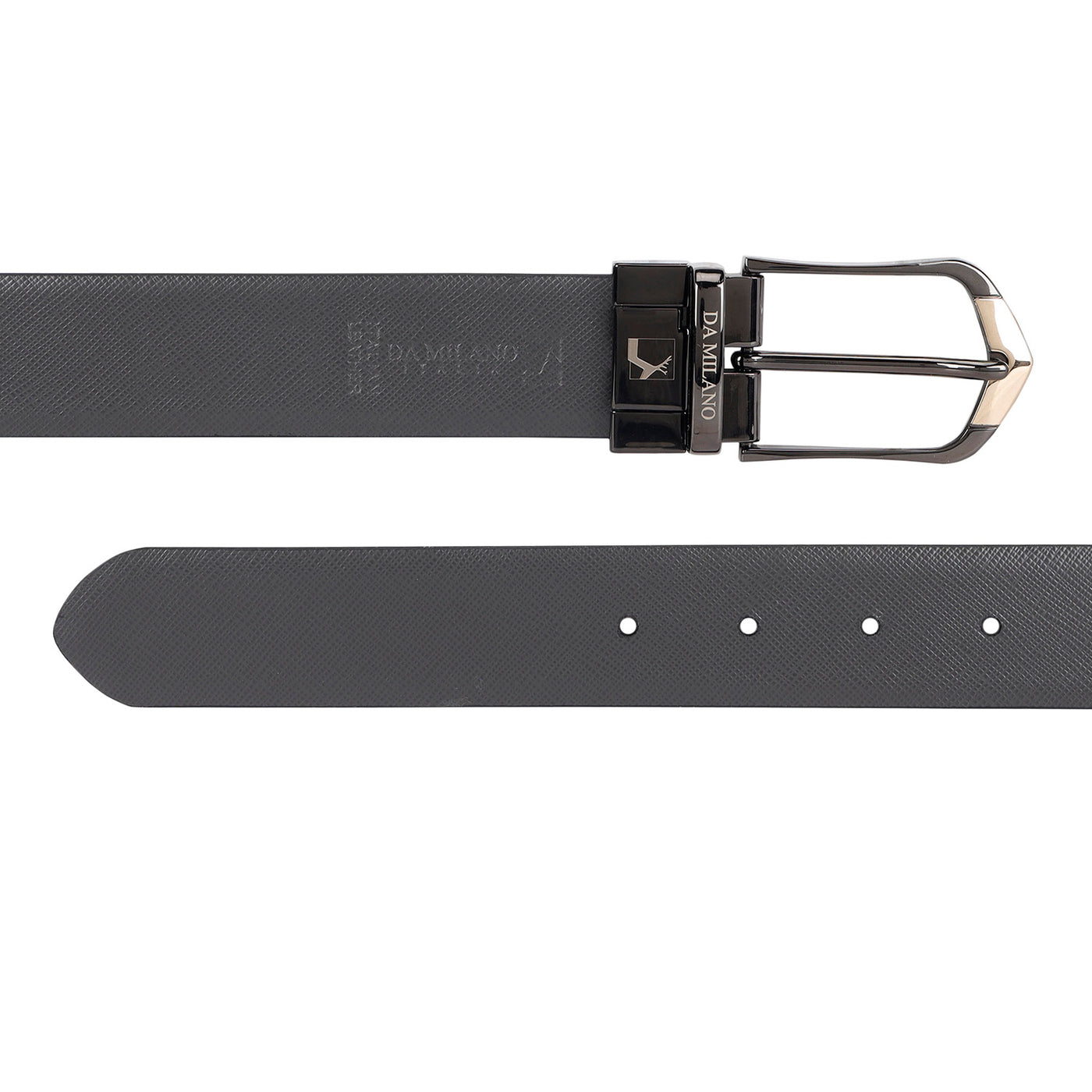 Formal Saffiano Leather Reversible Mens Belt - Black & Grey