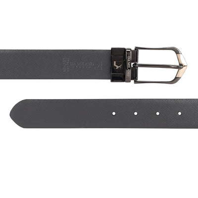 Formal Saffiano Leather Reversible Mens Belt - Black & Grey