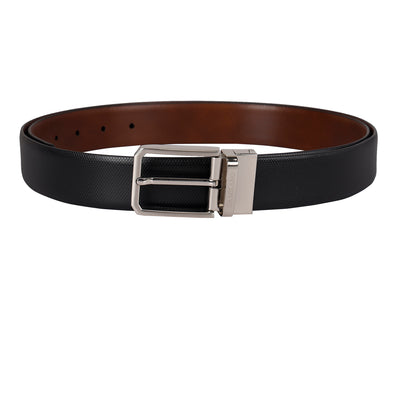 Formal Fish Leather Reversible Mens Belt - Black & Cognac