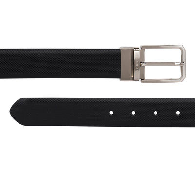 Formal Fish Leather Reversible Mens Belt - Black & Cognac