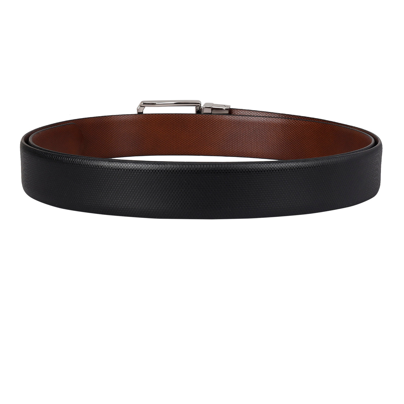 Formal Fish Leather Reversible Mens Belt - Black & Cognac