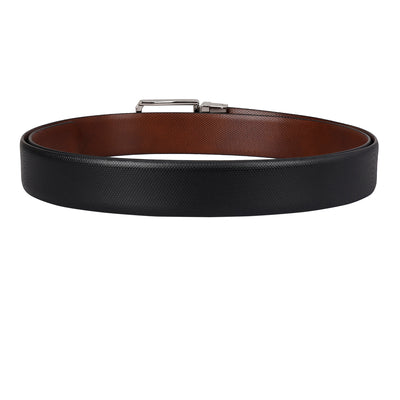 Formal Fish Leather Reversible Mens Belt - Black & Cognac