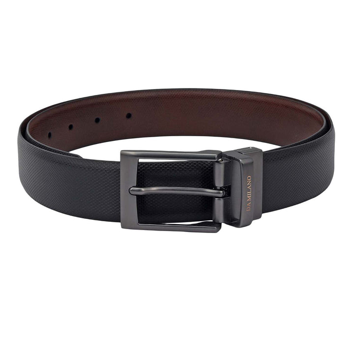 Formal Embossed Leather Mens Belt-Black & Brown