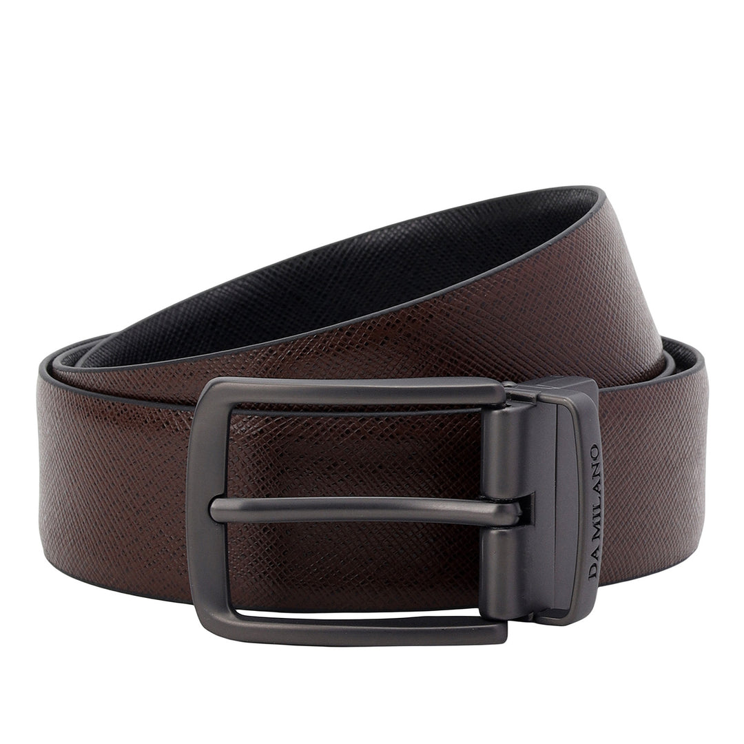 Formal Saffiano Leather Mens Belt-BROWN