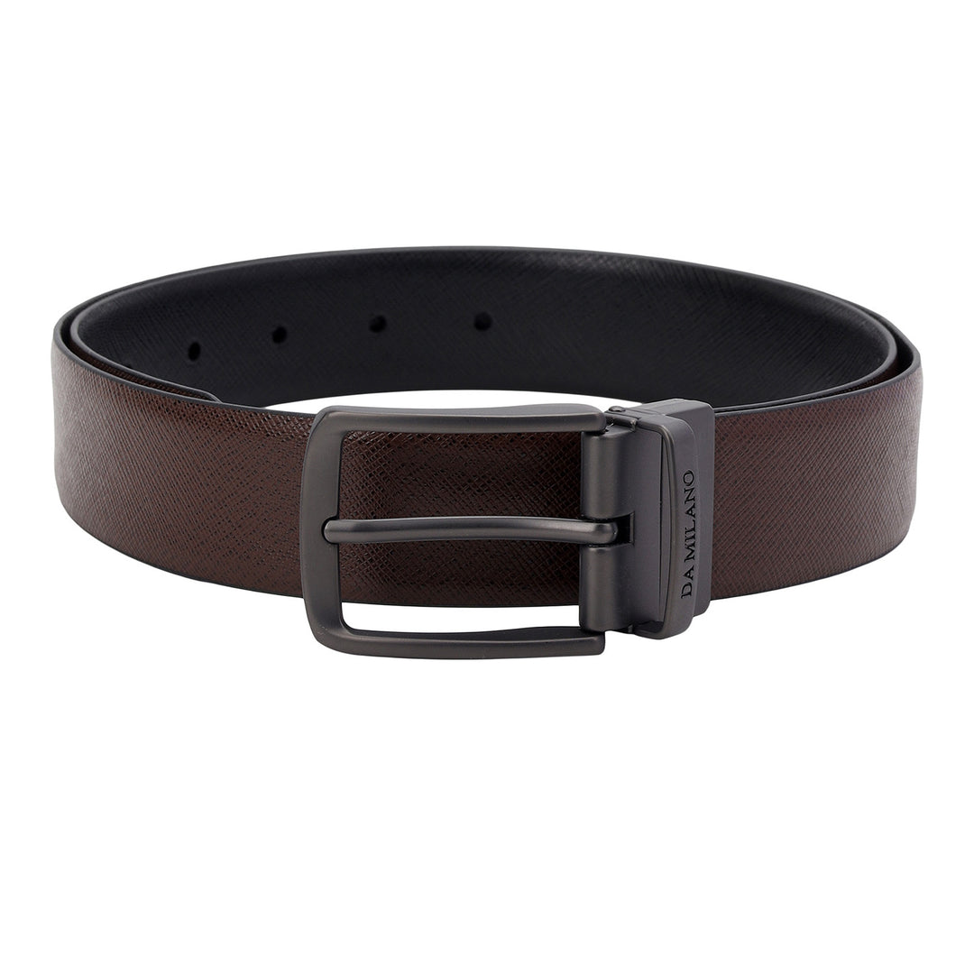 Formal Saffiano Leather Mens Belt-BROWN