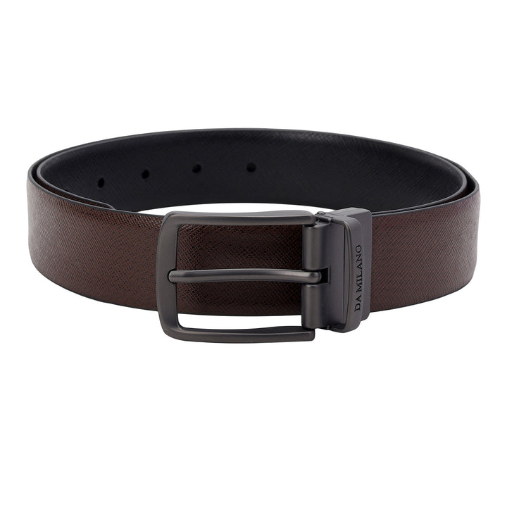 Formal Saffiano Leather Mens Belt-BROWN