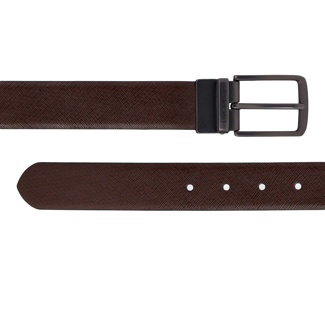 Formal Saffiano Leather Mens Belt-BROWN