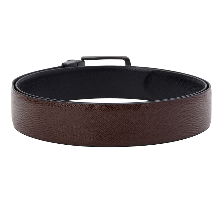 Formal Saffiano Leather Mens Belt-BROWN