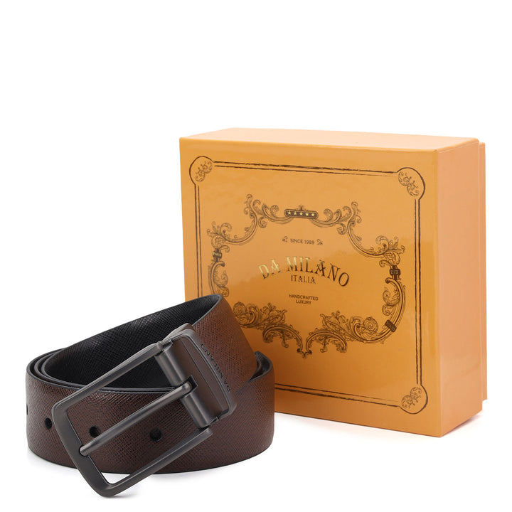Formal Saffiano Leather Mens Belt-BROWN