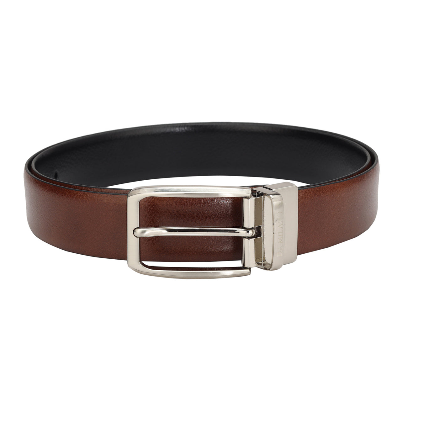 Formal Wax Leather Mens Belt - Cognac & Black