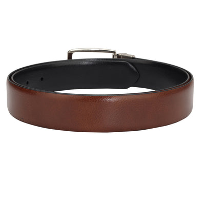 Formal Wax Leather Mens Belt - Cognac & Black