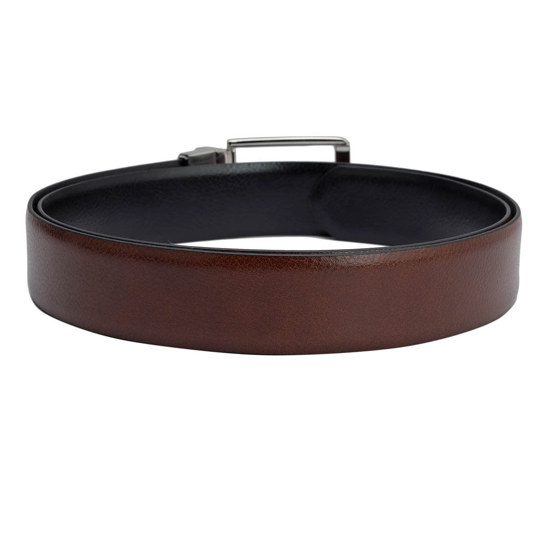 Formal Wax Leather Mens Belt - Cognac & Black