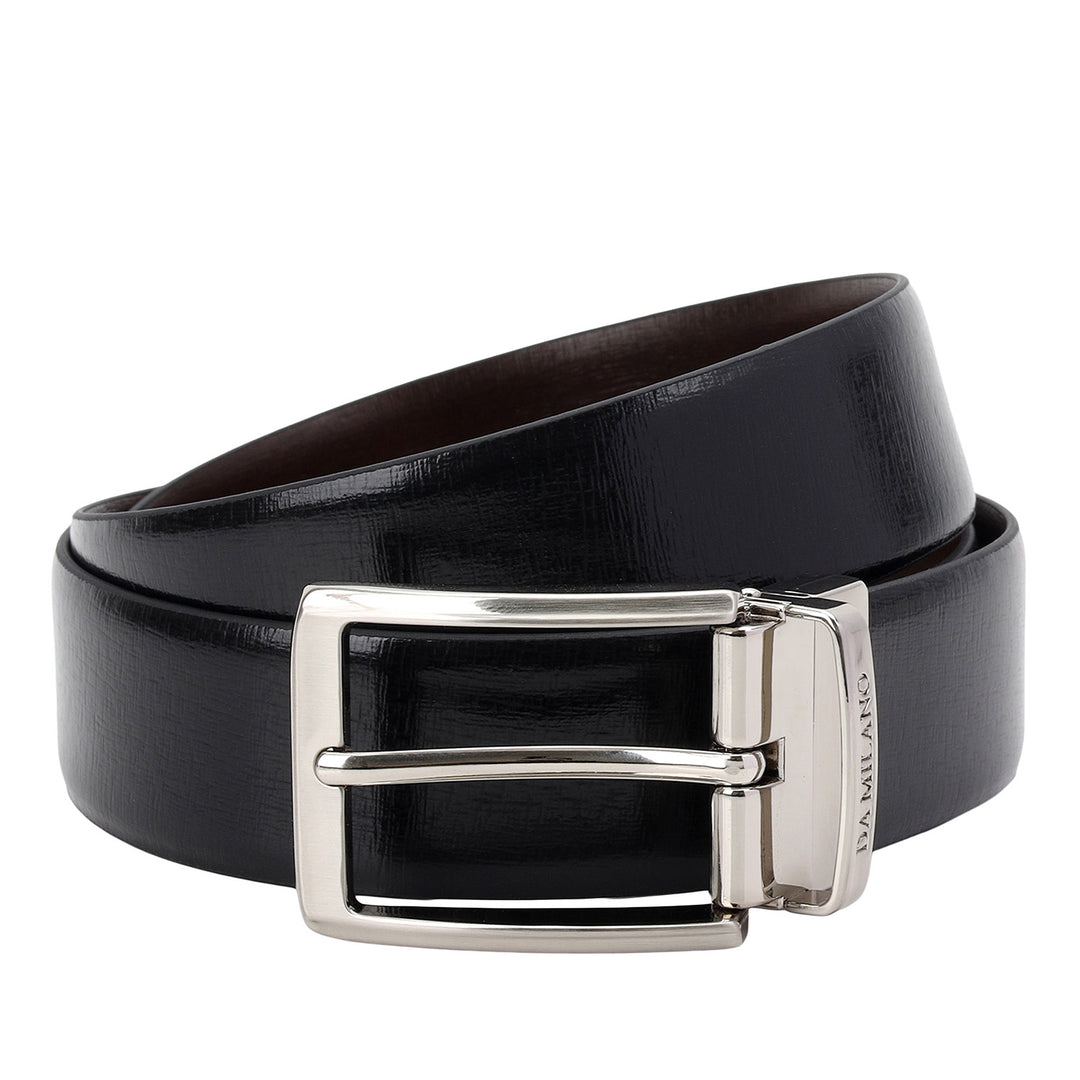 Formal Saffiano Leather Mens Belt-BLACK