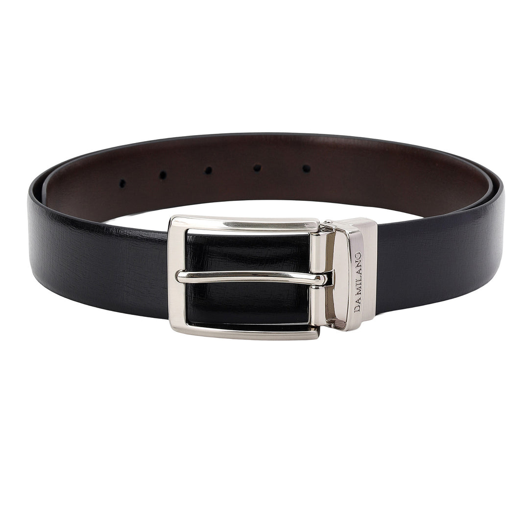 Formal Saffiano Leather Mens Belt-BLACK