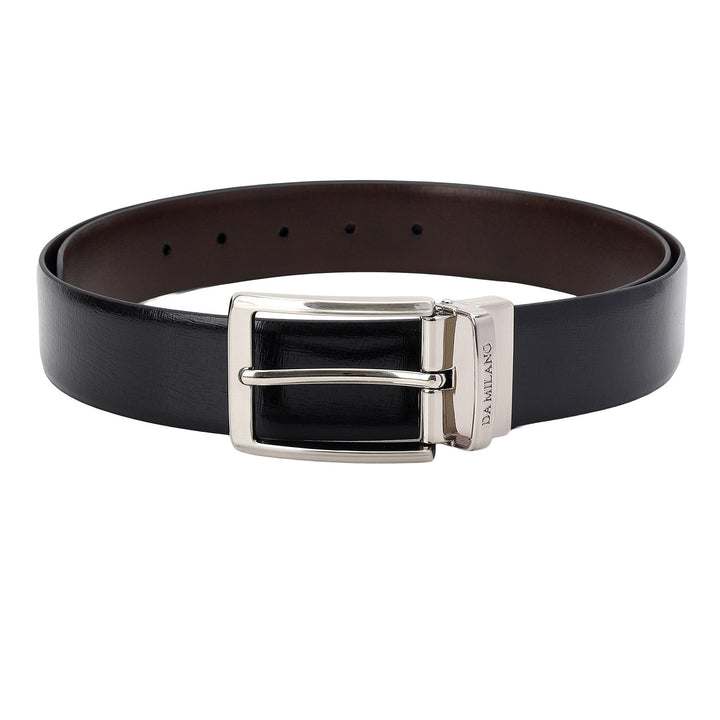 Formal Saffiano Leather Mens Belt-BLACK