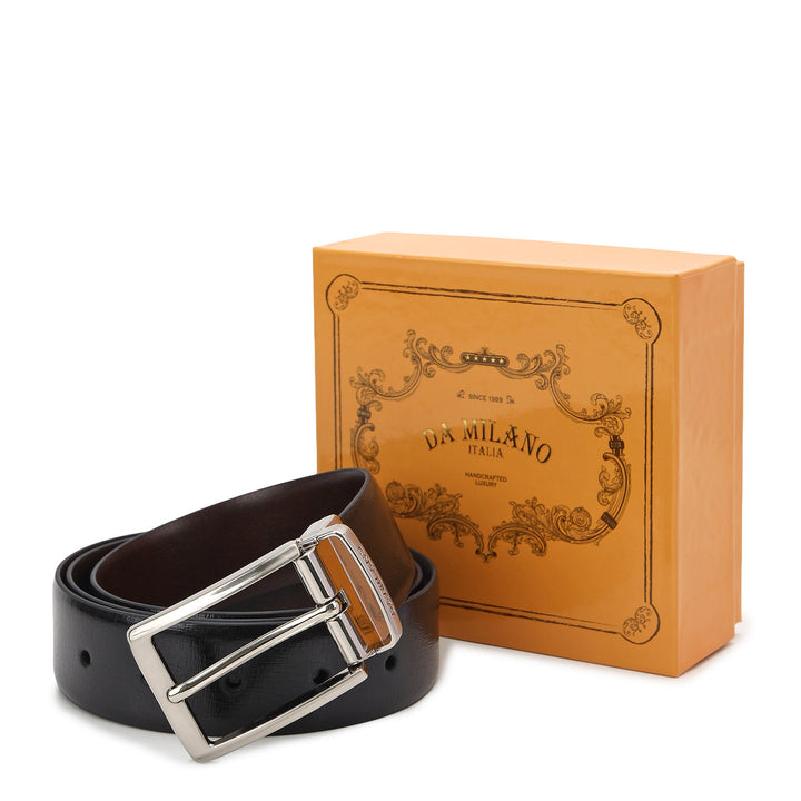 Formal Saffiano Leather Mens Belt-BLACK