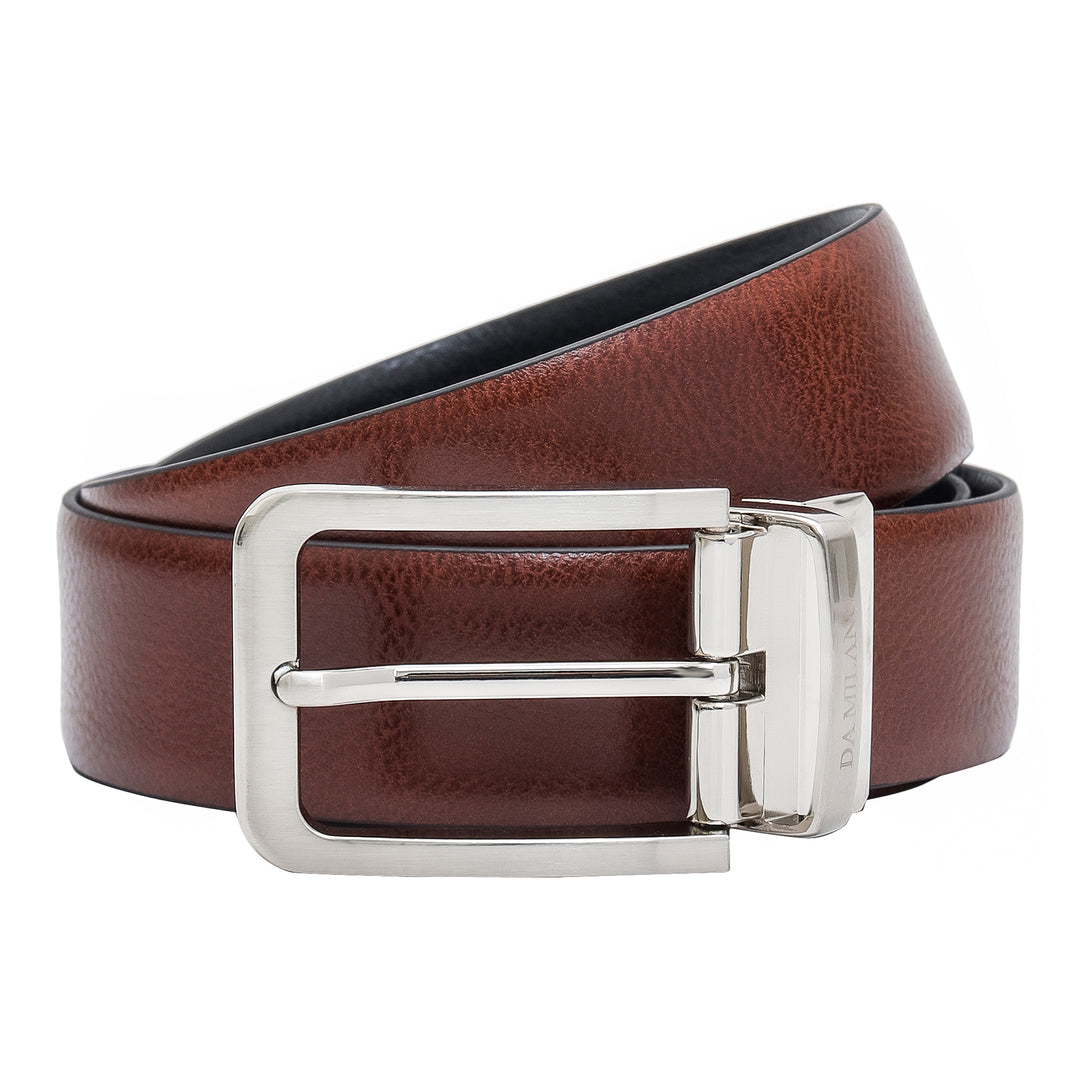 Formal Wax Leather Reversible Mens Belt - Cognac & Black