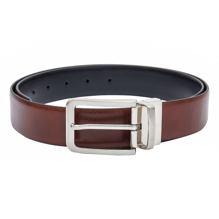 Formal Wax Leather Reversible Mens Belt - Cognac & Black