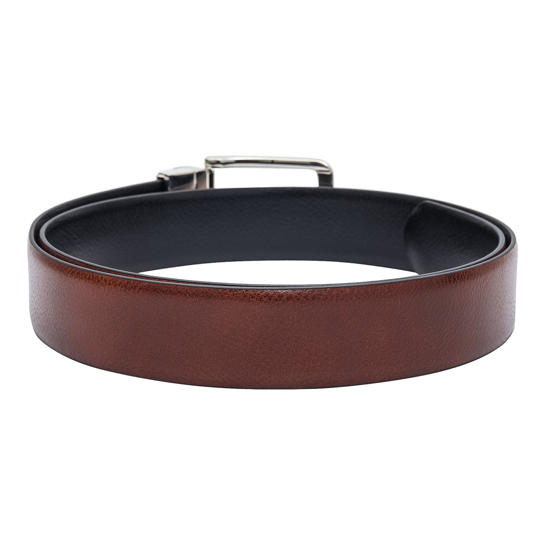 Formal Wax Leather Reversible Mens Belt - Cognac & Black