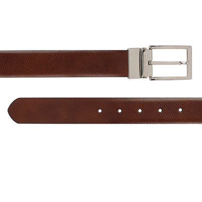 Formal Wax Leather Reversible Mens Belt - Cognac & Black