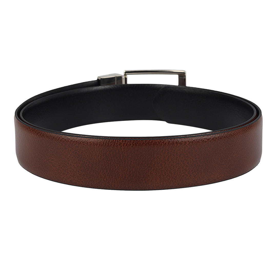 Formal Wax Leather Reversible Mens Belt - Cognac & Black