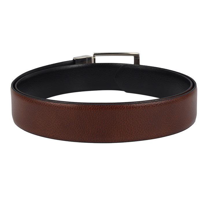Formal Wax Leather Reversible Mens Belt - Cognac & Black