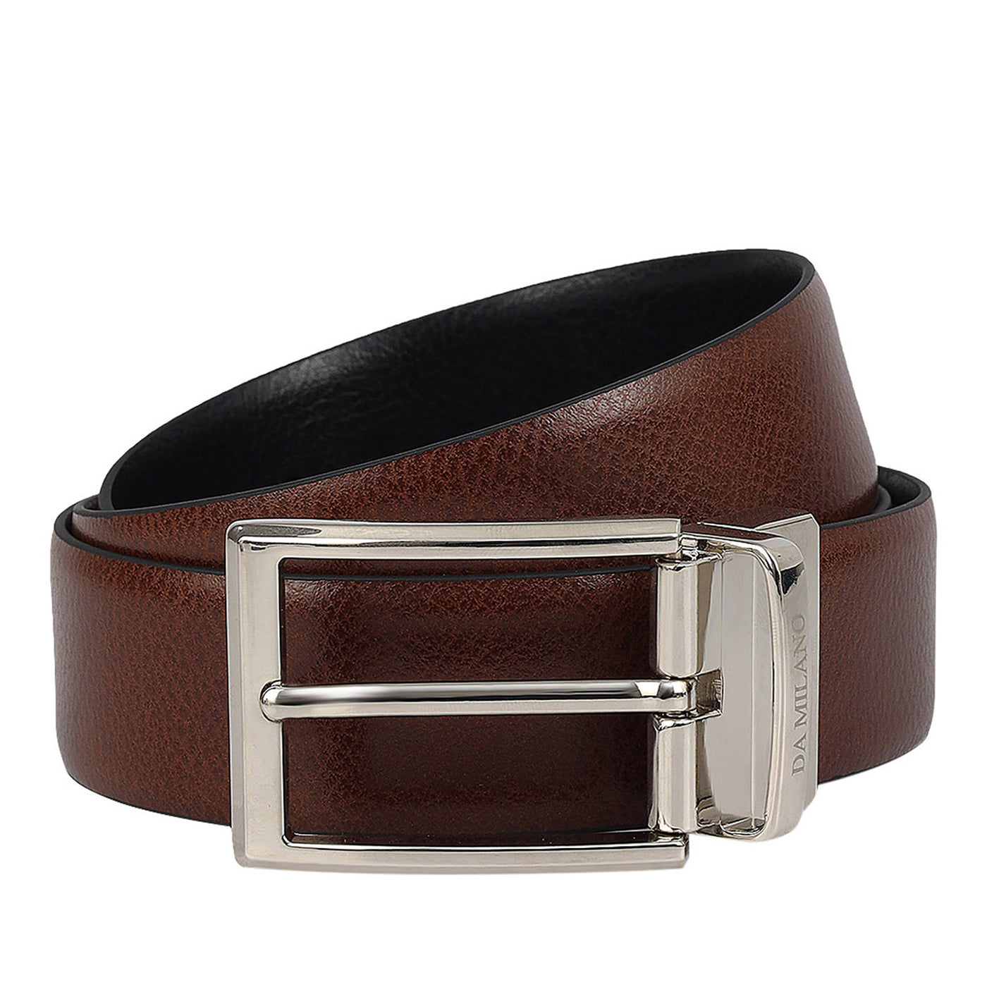 Formal Wax Leather Reversible Mens Belt - Cognac & Black