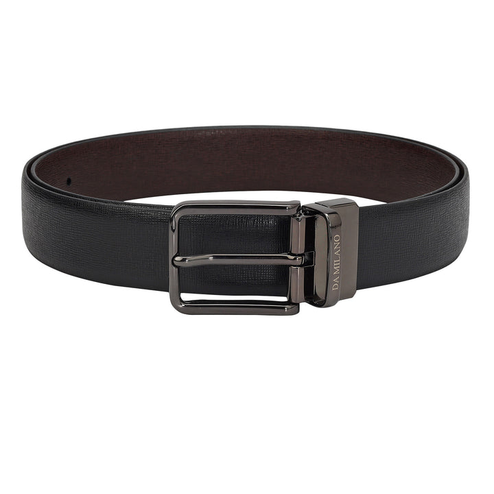 Casual Saffiano Leather Mens Belt - Black & Brown