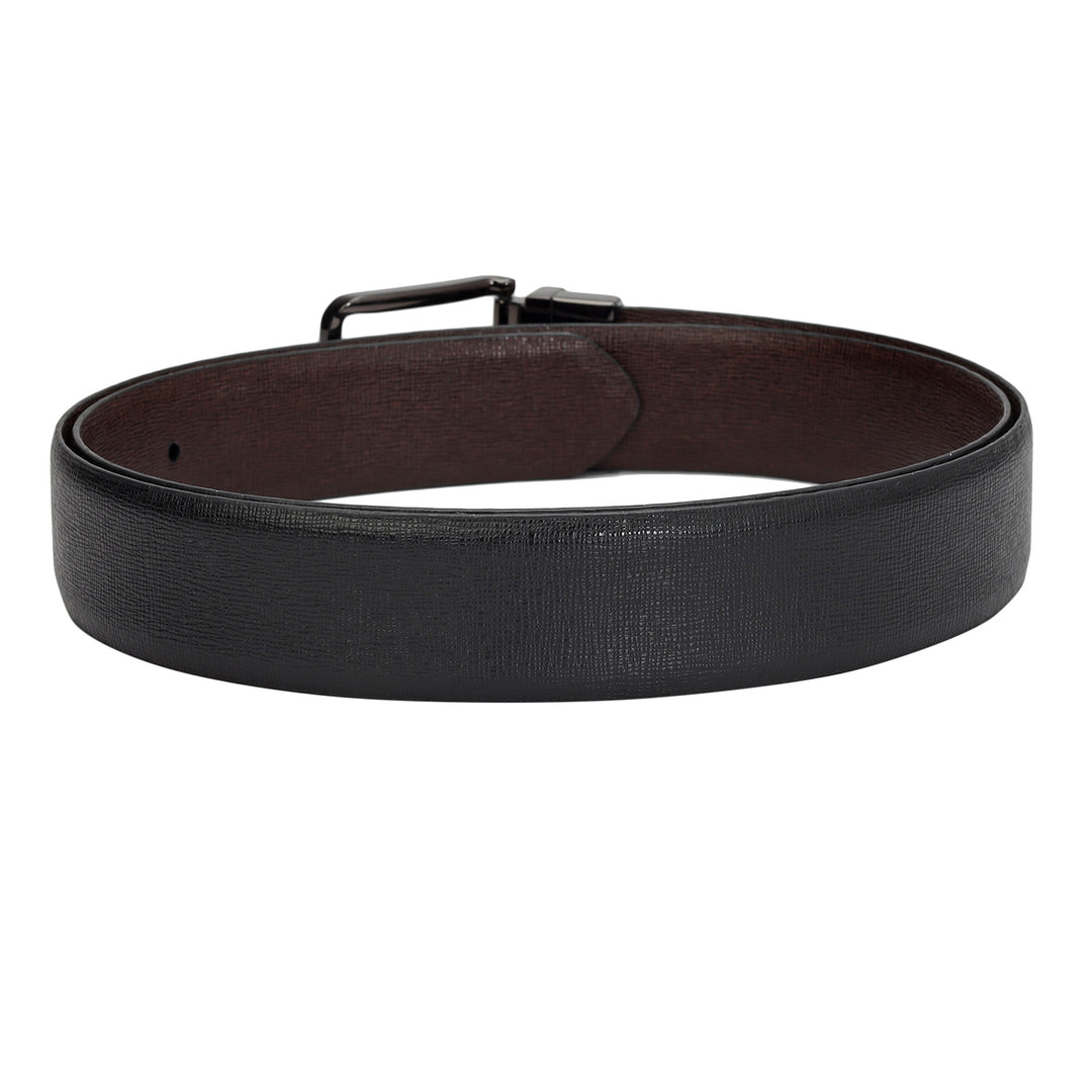 Casual Saffiano Leather Mens Belt - Black & Brown