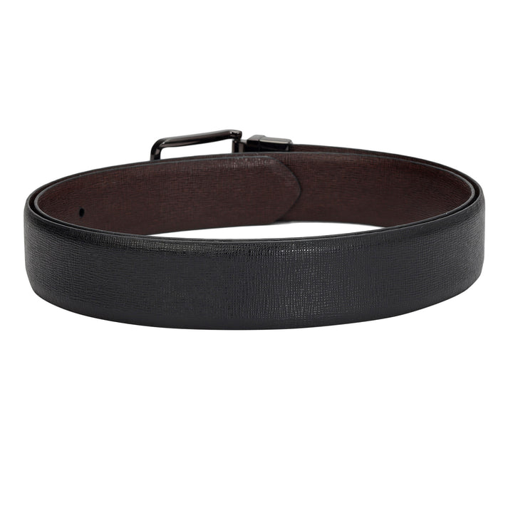 Casual Saffiano Leather Mens Belt - Black & Brown