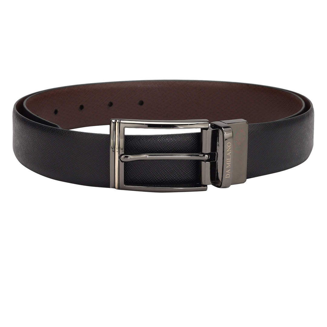 Formal Saffiano Leather Mens Belt - Black & Brown