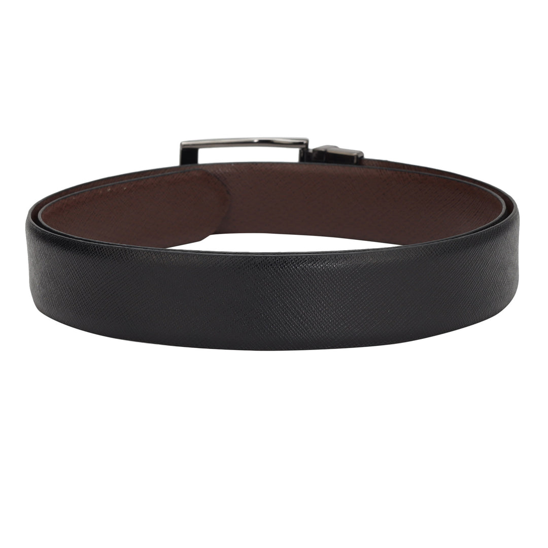 Formal Saffiano Leather Mens Belt - Black & Brown