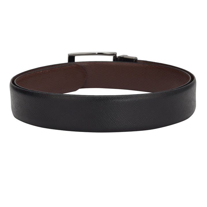 Formal Saffiano Leather Mens Belt - Black & Brown