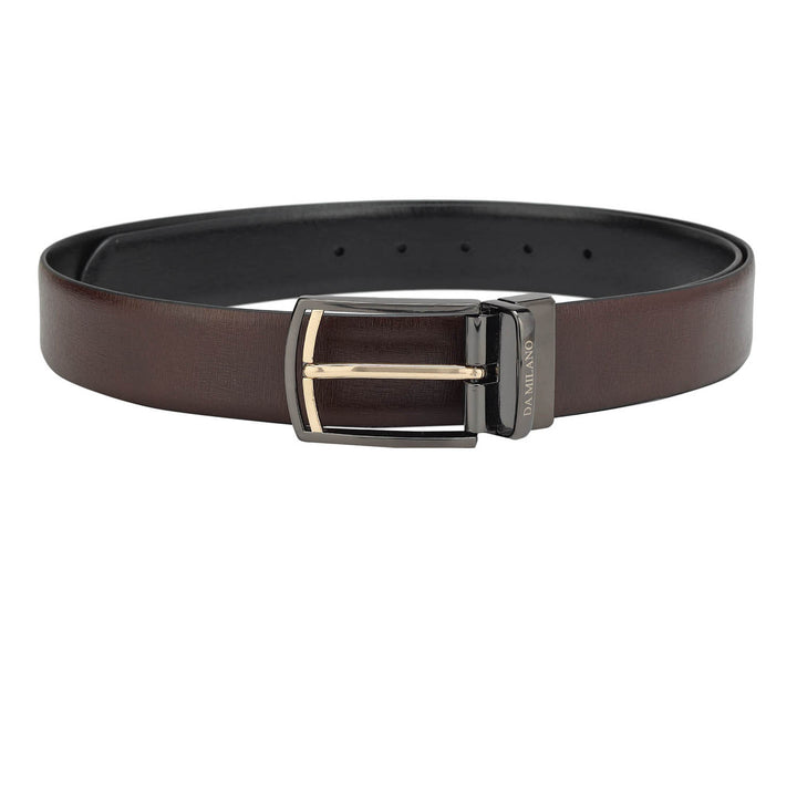 Formal Aztec Leather Mens Belt - Brown & Black