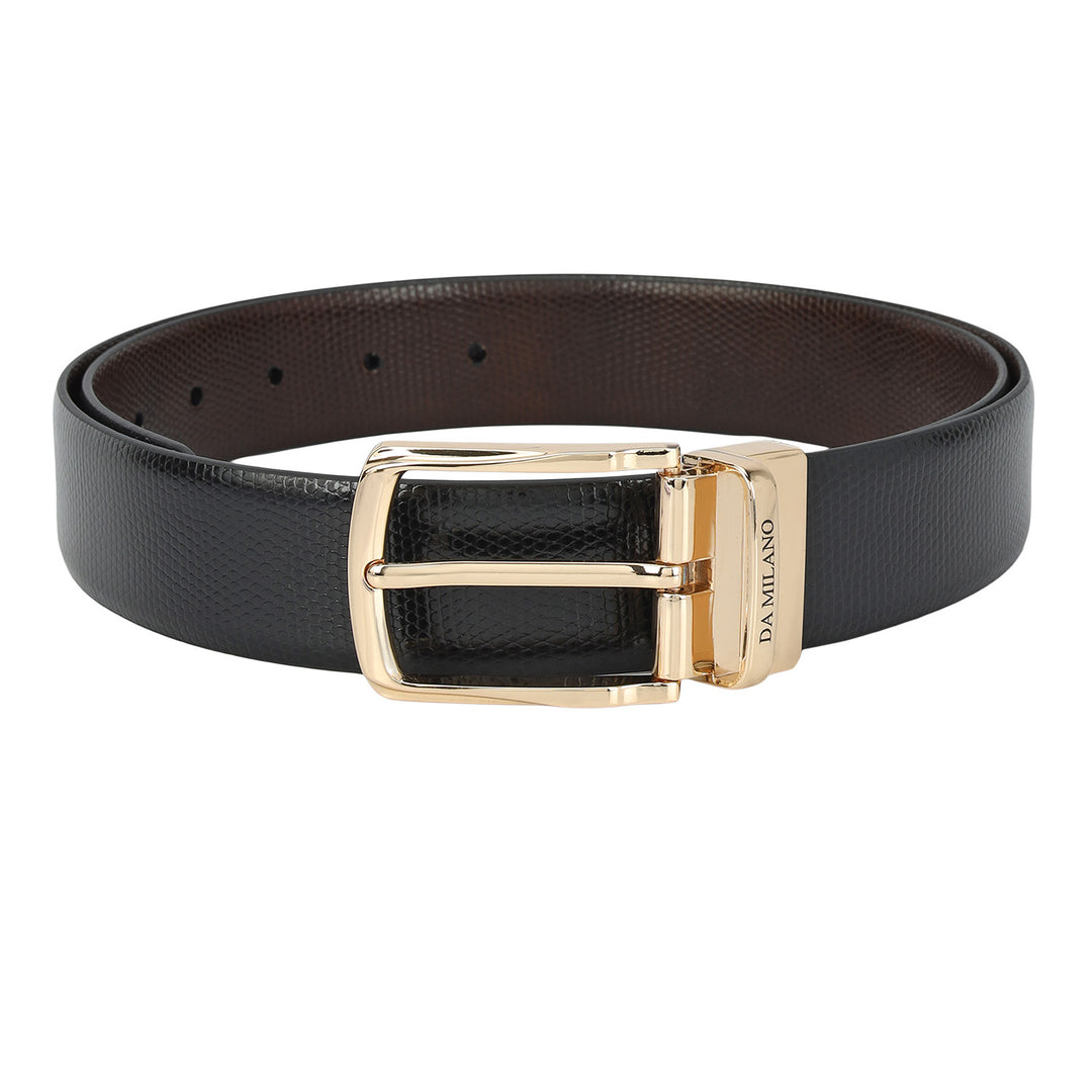 Formal Embossed Leather Mens Belt-Black & Brown