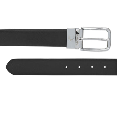 Formal Saffiano Leather Mens Belt - Green & Black