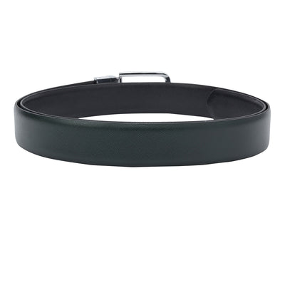 Formal Saffiano Leather Mens Belt - Green & Black