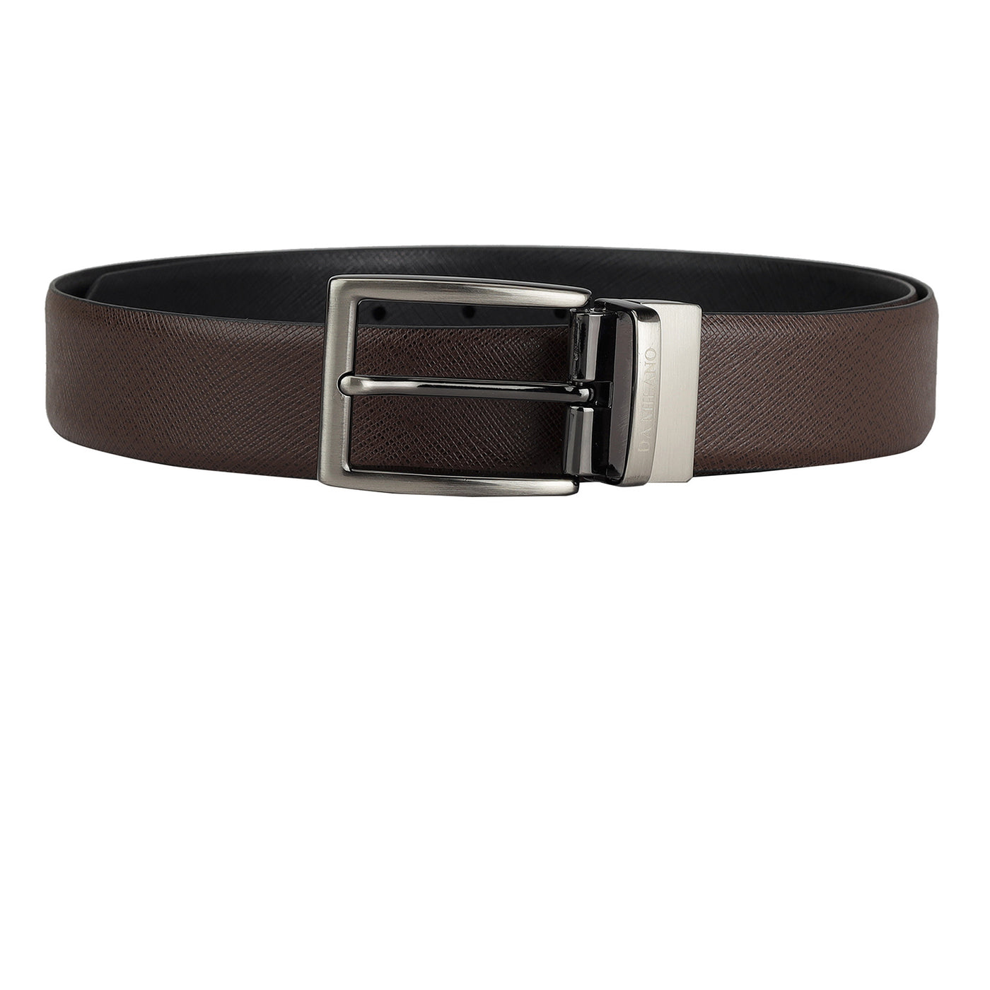 Formal Saffiano Leather Reversible Mens Belt - Brown & Black