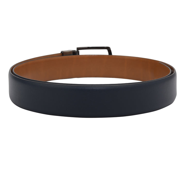 Formal Plain Leather Mens Belt - Navy & Cognac