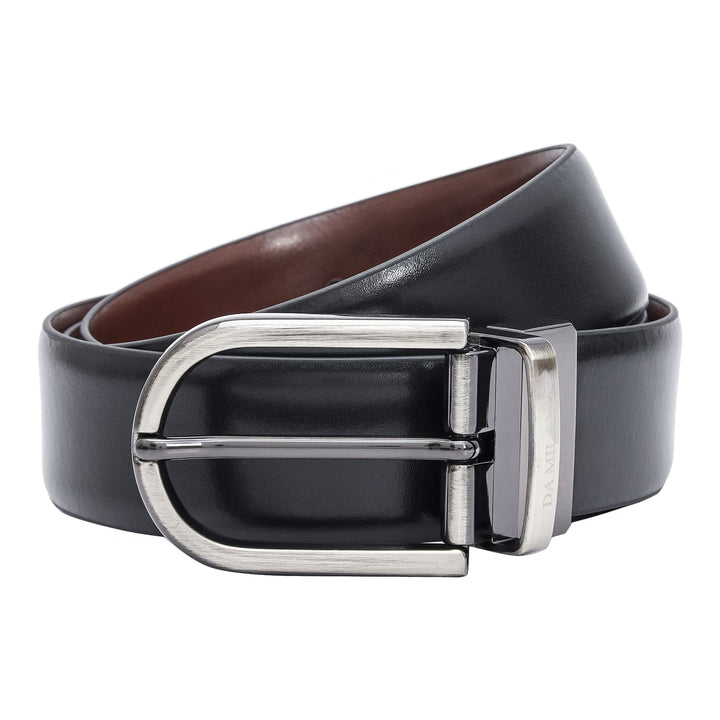 Casual Plain Leather Reversible Mens Belt - Black & Brown