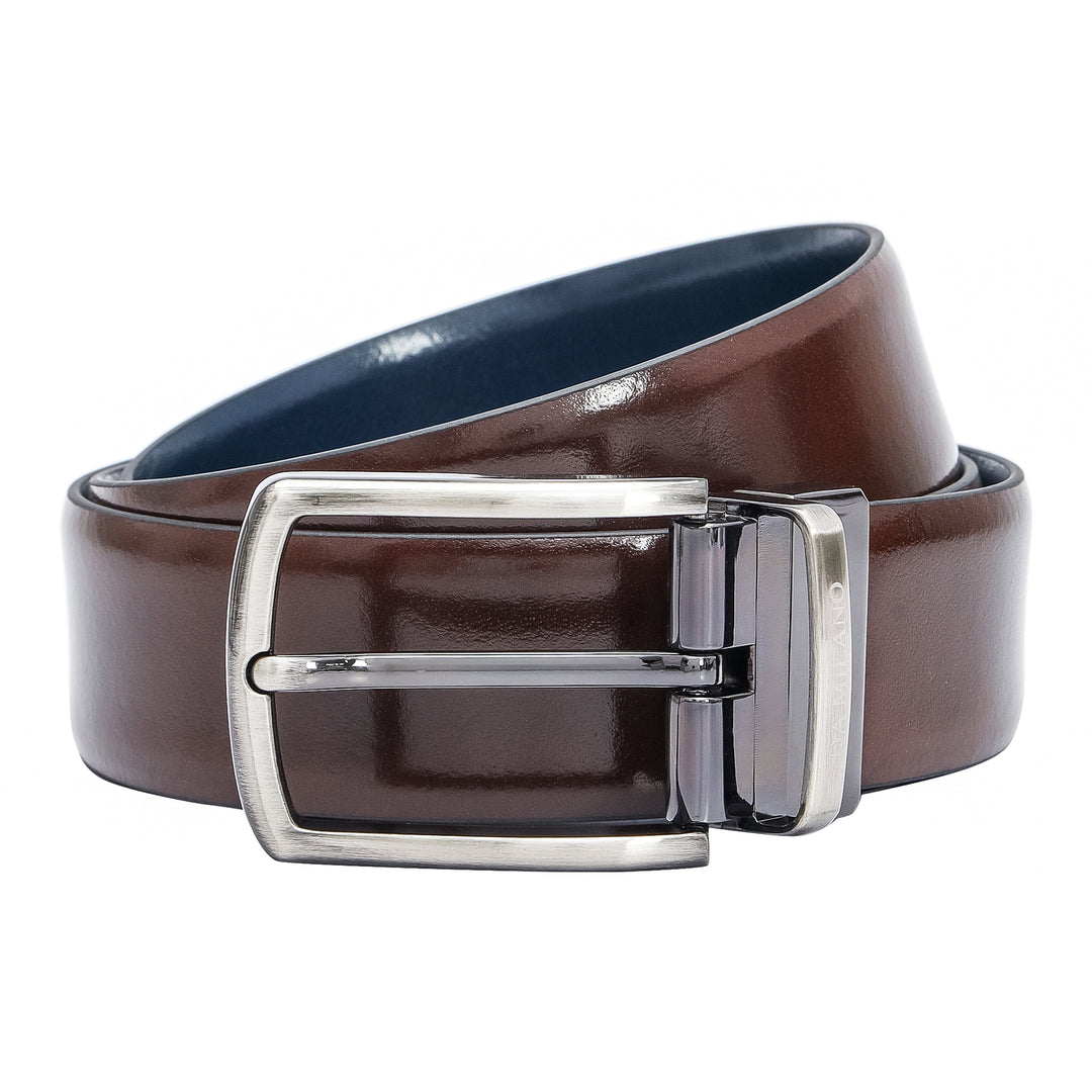 Formal Plain Leather Reversible Mens Belt - Brown & Navy