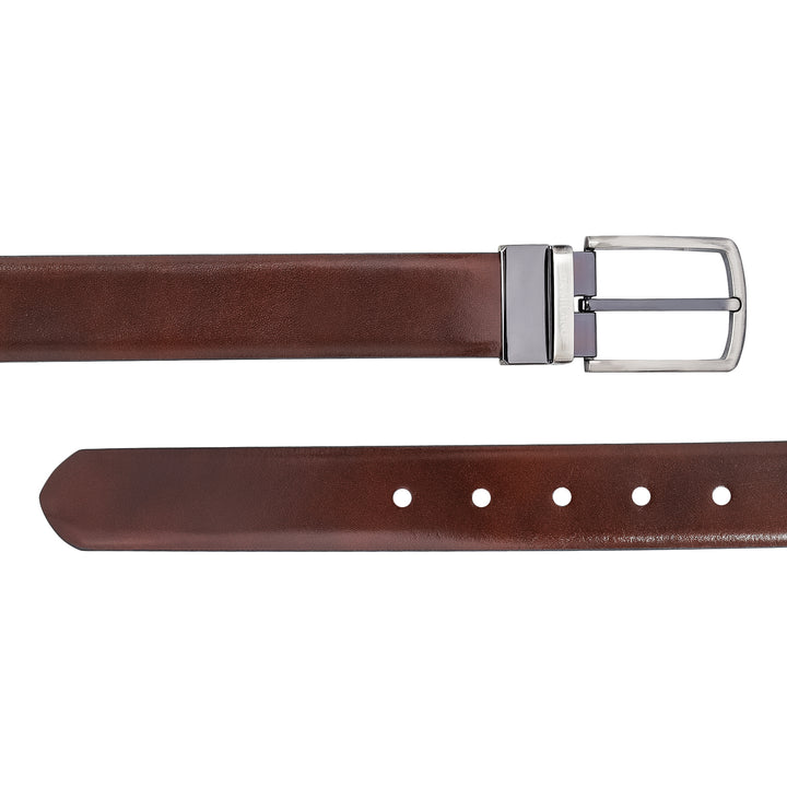 Formal Plain Leather Reversible Mens Belt - Brown & Navy
